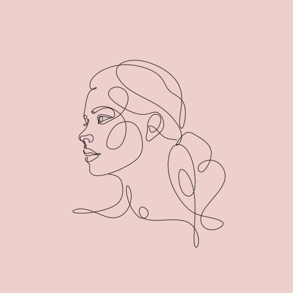 Line drawing of a woman's face used as header for deep plane facelift blog post